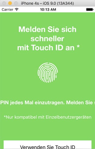 sign in screen in german for mobile apps