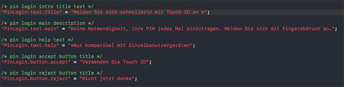 localizable.strings file for multilingual apps code