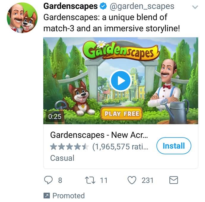 gardenscapes app social media screenshot