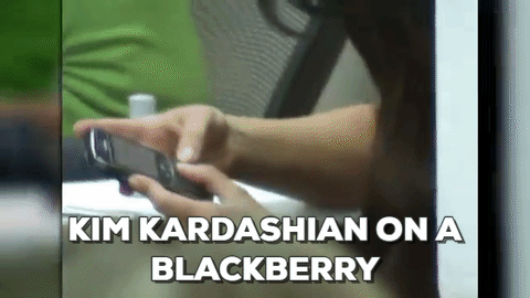 kim kardashian on a blackberry