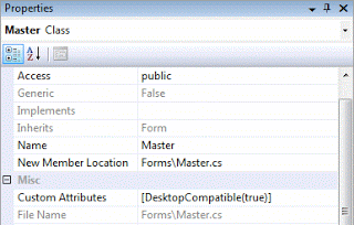 properties window for visual inheritance visible 